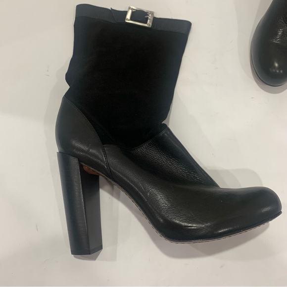RACHEL ZOE size 11 mid calf height black leather and suede boot buckle detail - Picture 7 of 16